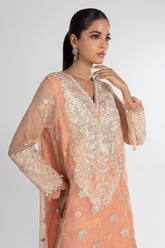 Stitched Peach Embroidered Shirt